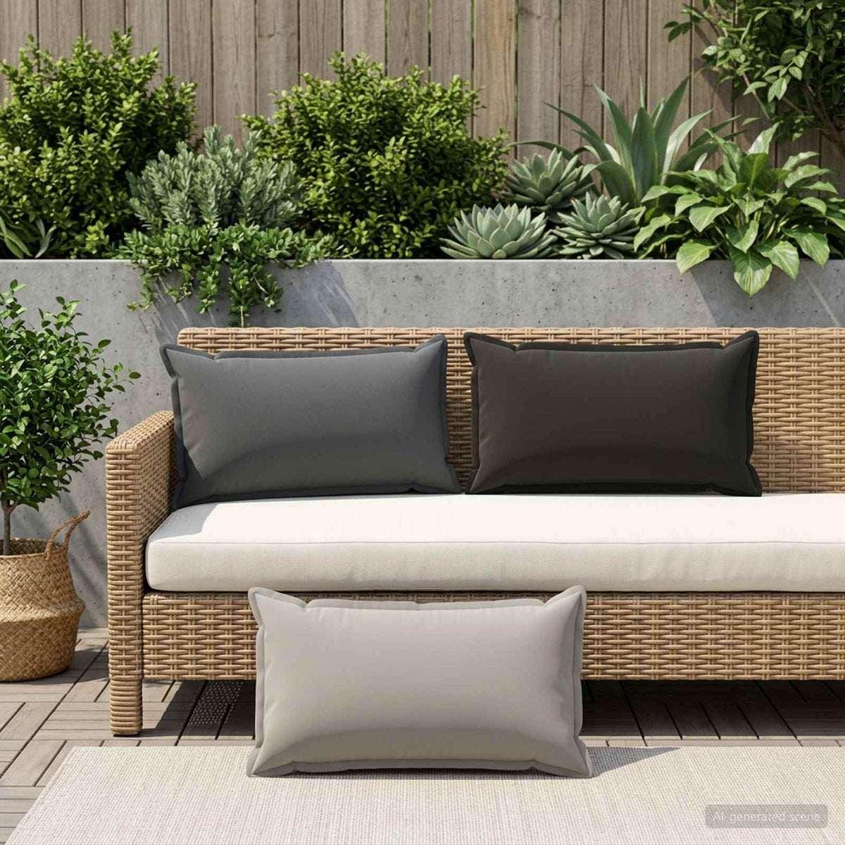 Outdoor Cushion Anthracite Polyester 40x80cm