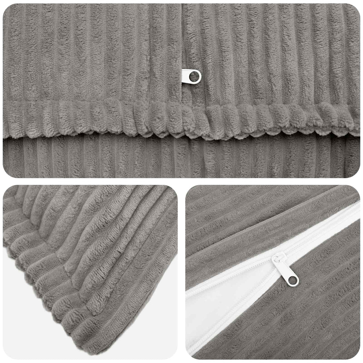 Grey Cushion Covers Corduroy 40x80cm