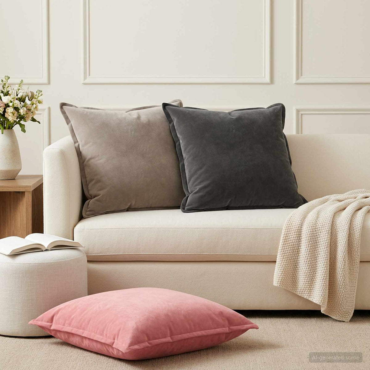 Velvet Cushion Dark Grey 55x55cm