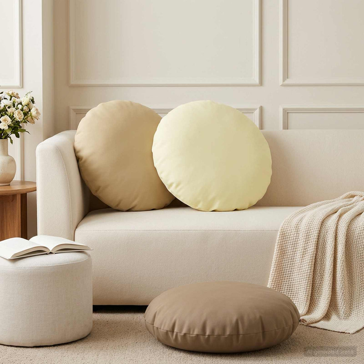 Cream Polyester Cushion Set