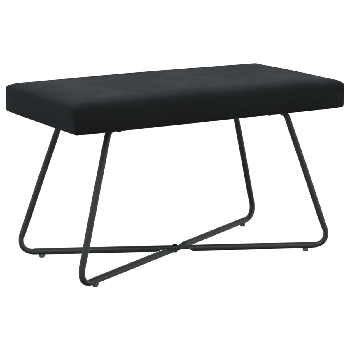 Black Velvet Bench Cross Leg 80cm | HomeAndLiving - 2