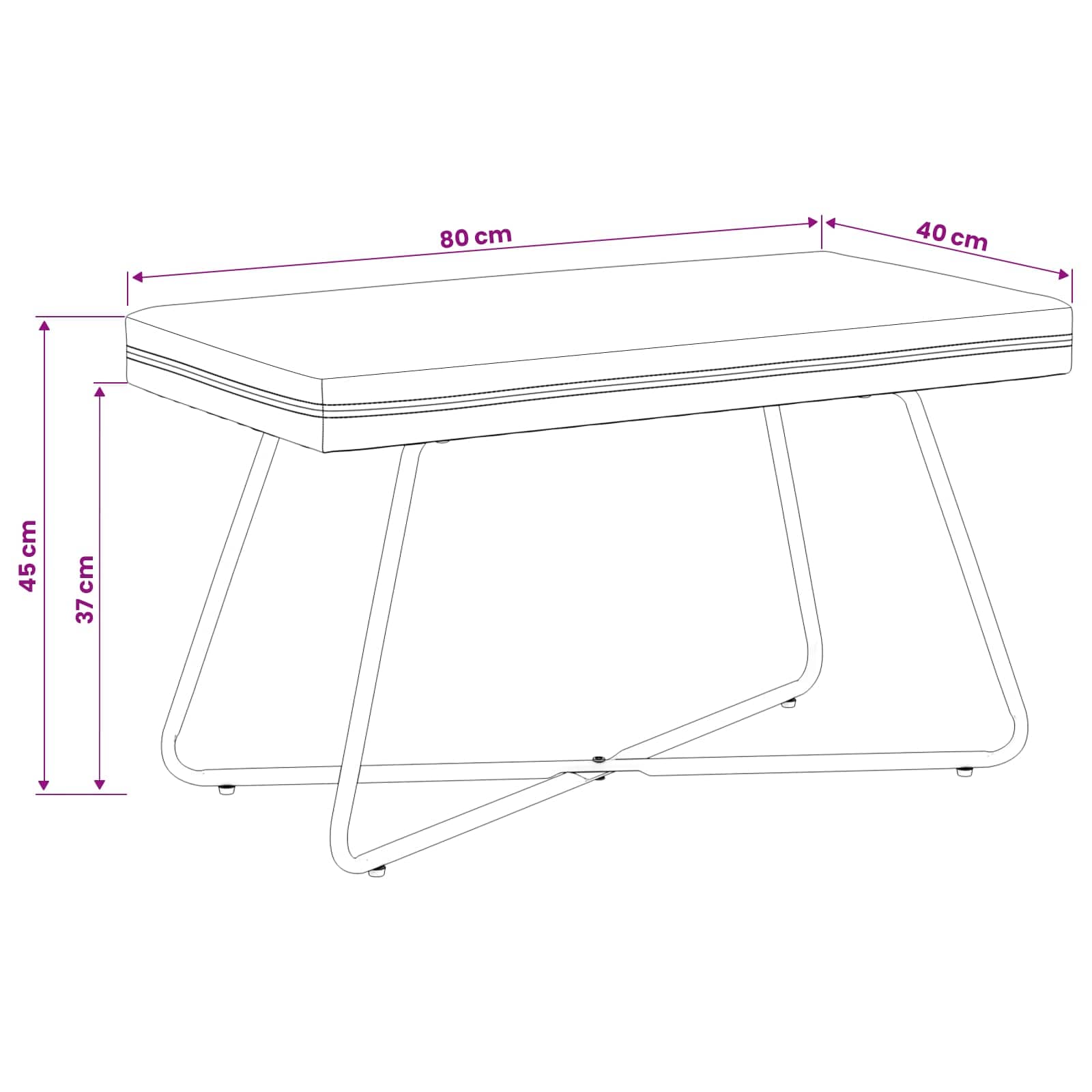 Black Velvet Bench Cross Leg 80cm | HomeAndLiving - 9