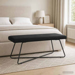 Black Velvet Bench 110cm Cross Leg | HomeAndLiving