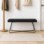 Black Velvet Bench 110cm Cross Leg | HomeAndLiving
