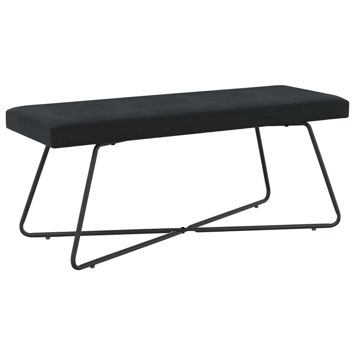 Black Velvet Bench 110cm Cross Leg | HomeAndLiving - 2