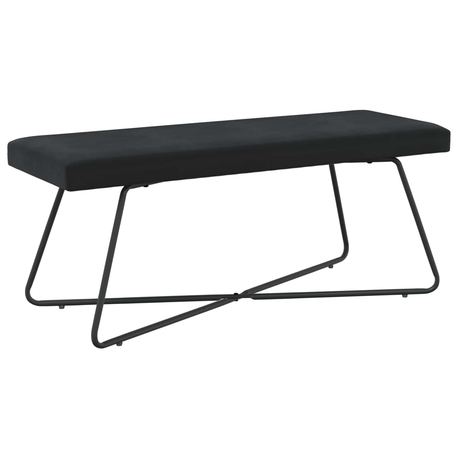 Black Velvet Bench 110cm Cross Leg | HomeAndLiving - 2