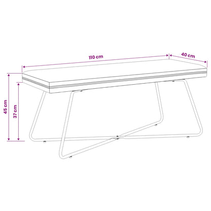 Black Velvet Bench 110cm Cross Leg | HomeAndLiving - 9