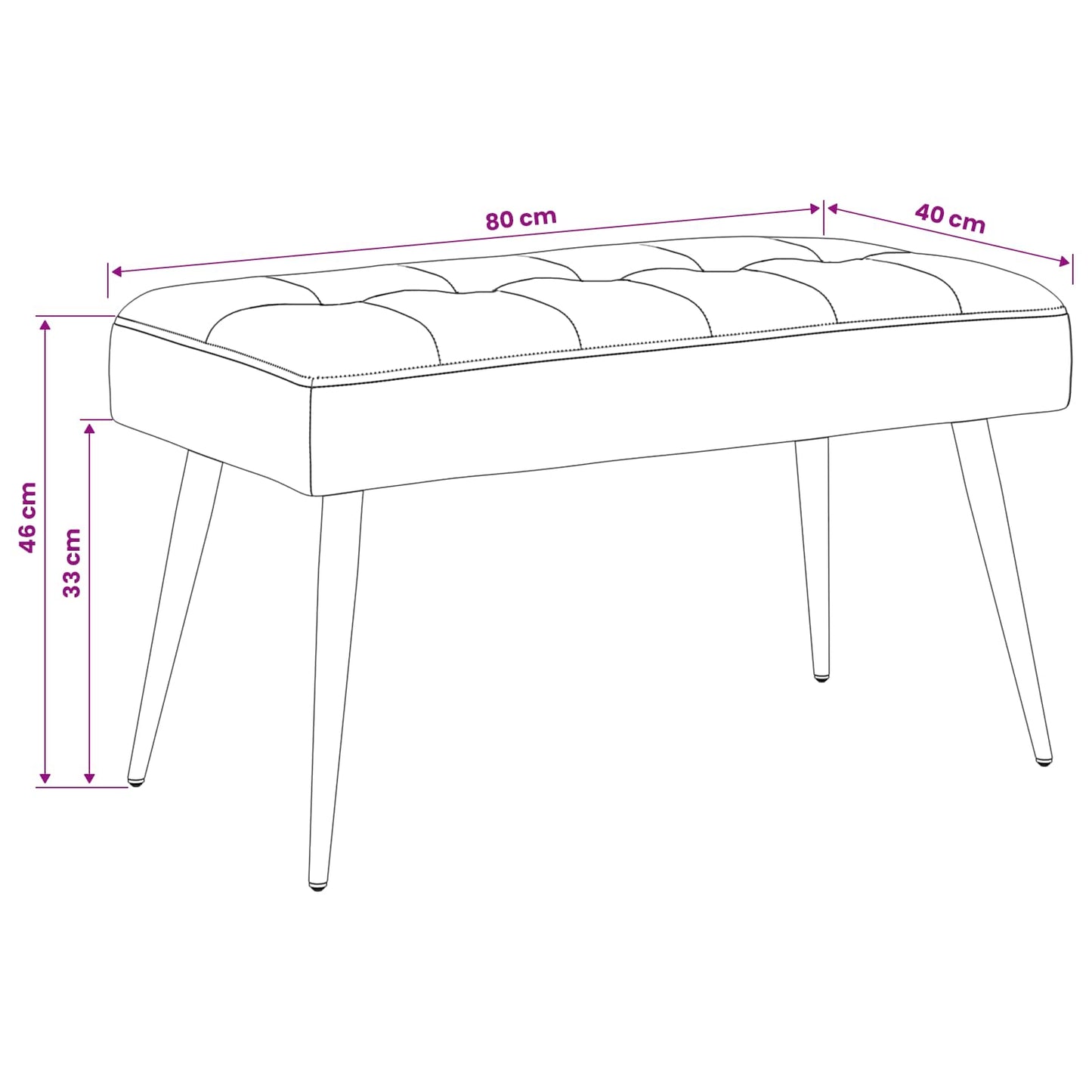 Black Velvet Tufted Bench 80cm | HomeAndLiving - 8