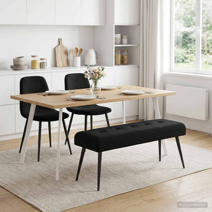 Black Velvet Button Tufted Bench 110cm | HomeAndLiving - 4