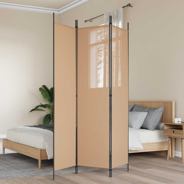  3-Panel Fabric Room Divider Beige 150x200cm | HomeAndLiving