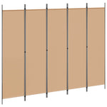 5-Panel Room Divider Beige Fabric 250x200cm | HomeAndLiving