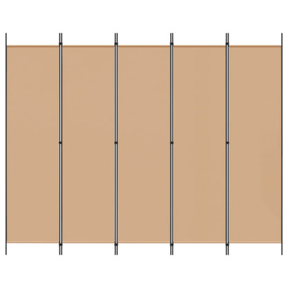 5-Panel Room Divider Beige Fabric 250x200cm | HomeAndLiving