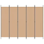5-Panel Room Divider Beige Fabric 250x200cm | HomeAndLiving
