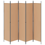 5-Panel Room Divider Beige Fabric 250x200cm | HomeAndLiving