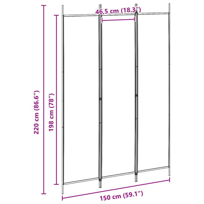 3-Panel Room Divider Beige Fabric 150x220cm | HomeAndLiving