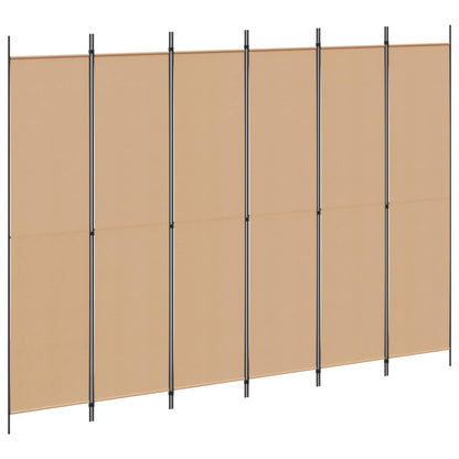 6-Panel Room Divider Beige Fabric 300x220cm | HomeAndLiving - 2