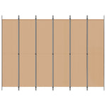 6-Panel Room Divider Beige Fabric 300x220cm | HomeAndLiving
