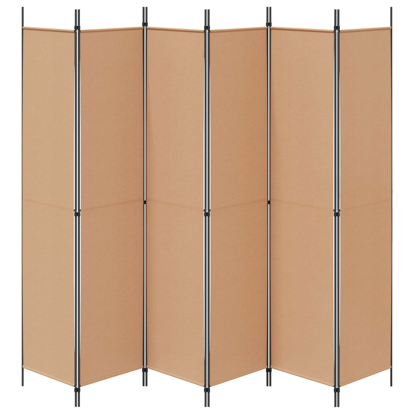 6-Panel Room Divider Beige Fabric 300x220cm | HomeAndLiving - 6