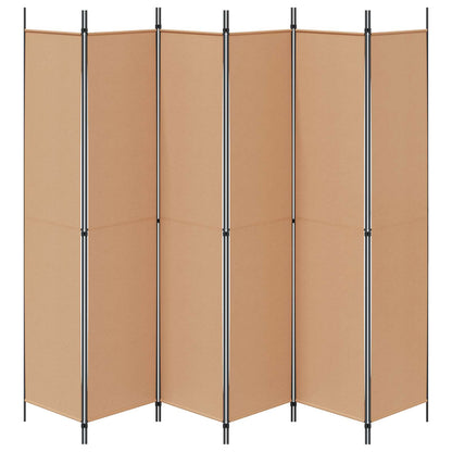 6-Panel Room Divider Beige Fabric 300x220cm | HomeAndLiving - 6