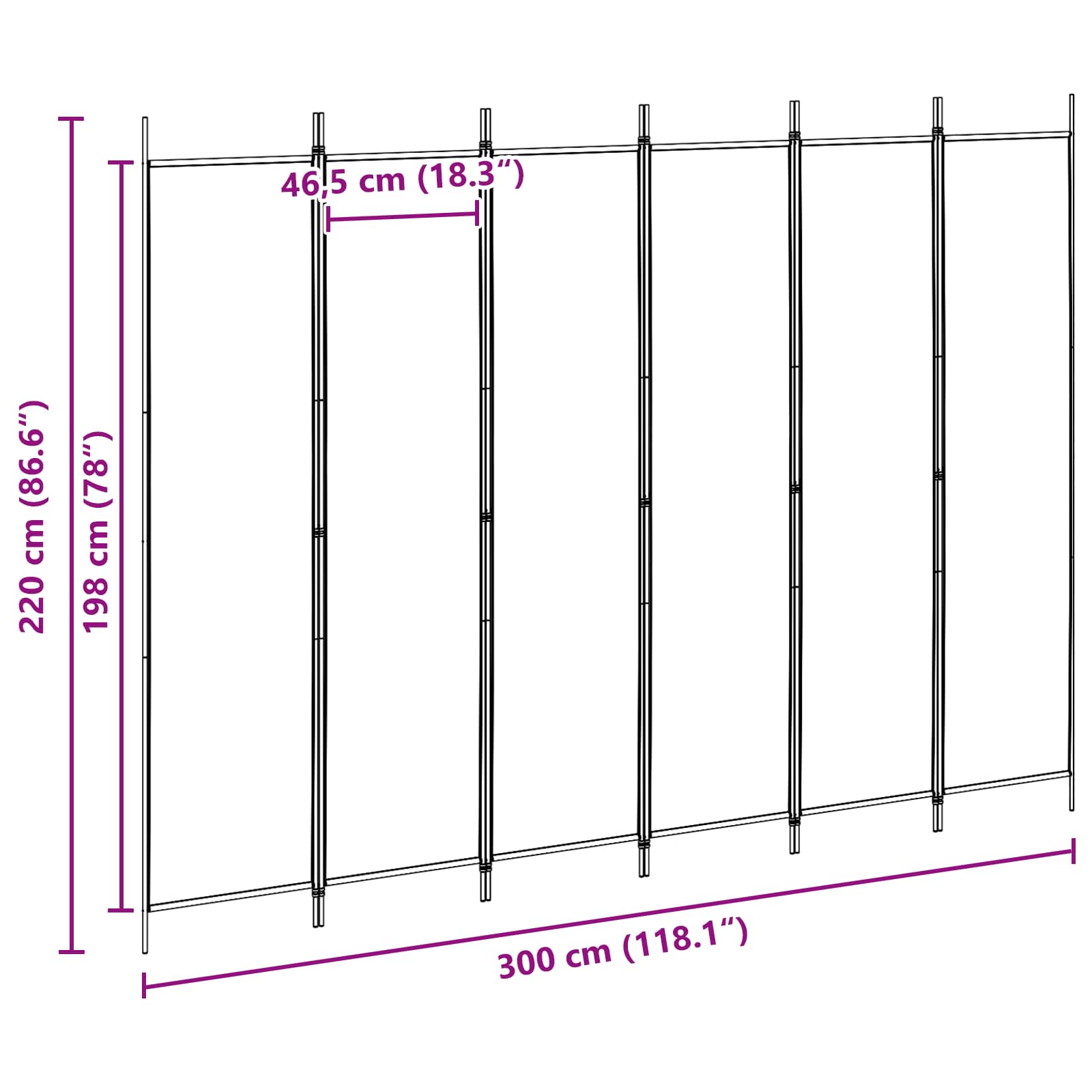 6-Panel Room Divider Beige Fabric 300x220cm | HomeAndLiving - 8
