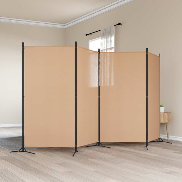  4-Panel Fabric Room Divider Beige 346cm | HomeAndLiving