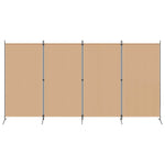 4-Panel Fabric Room Divider Beige 346cm | HomeAndLiving