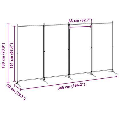 4-Panel Fabric Room Divider Beige 346cm | HomeAndLiving