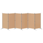 6 Panel Fabric Room Divider Beige 520cm | HomeAndLiving