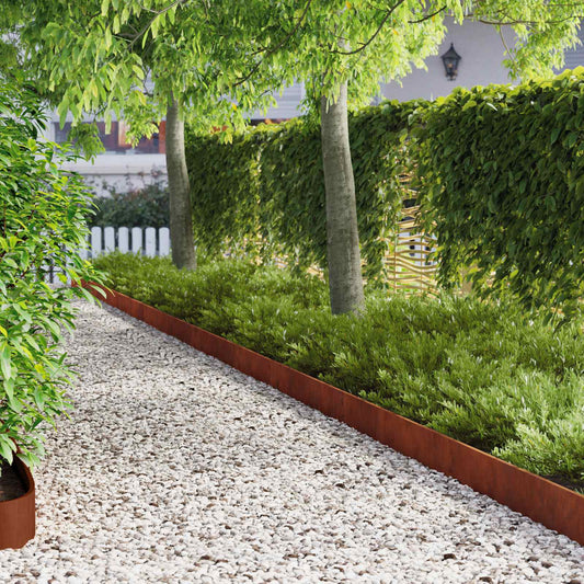 Steel Lawn Edging 10 Pack Rusty Garden Border | HomeAndLivin