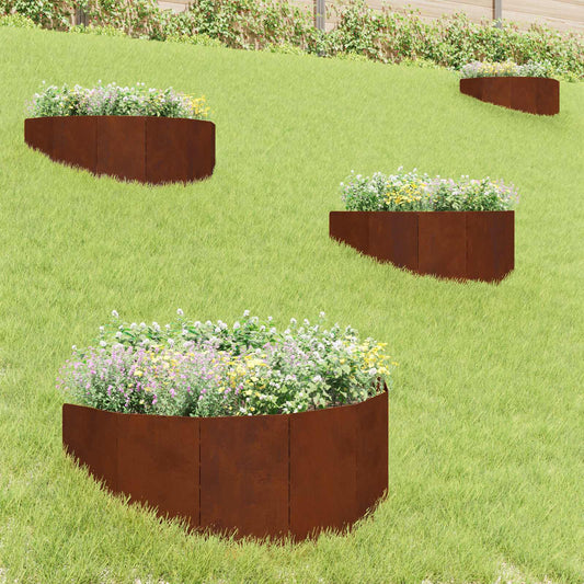 Steel Lawn Edging 4 Pack Rusty 100cm | HomeAndLiving