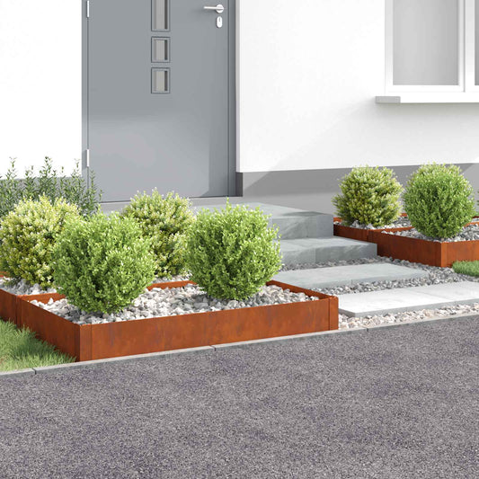 Steel Lawn Edging Set 4 Panels Rusty | HomeAndLiving