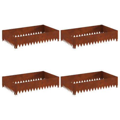 Steel Lawn Edging Set 4 Panels Rusty | HomeAndLiving - 2