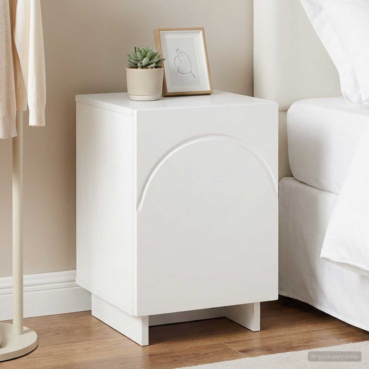 Bedside Cabinet White Engineered 33.5x34.5x50cm