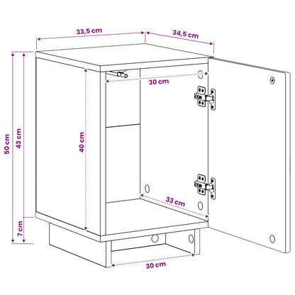 Bedside Cabinet White Engineered 33.5x34.5x50cm