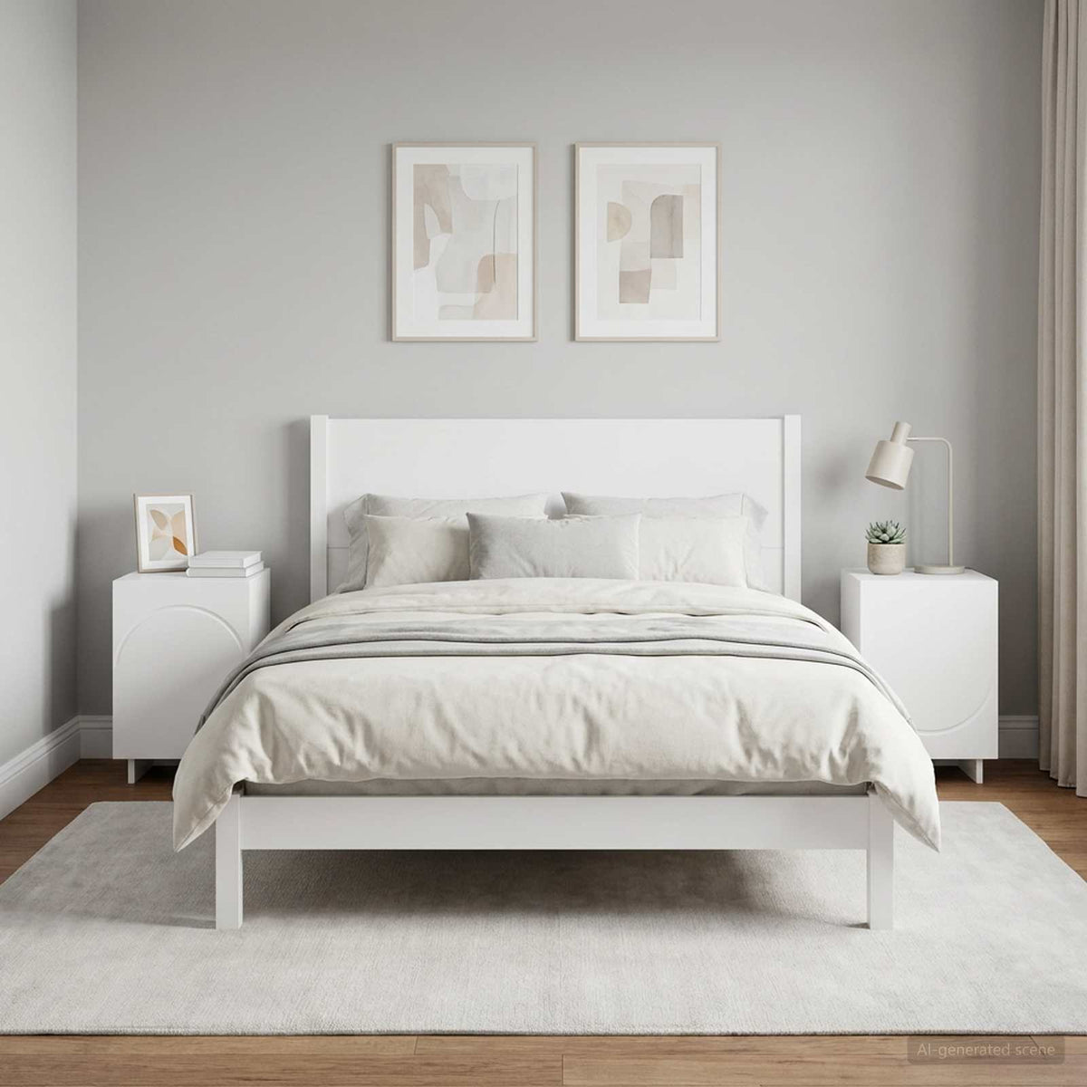 White Bedside Cabinet Set 33.5x34.5x50cm