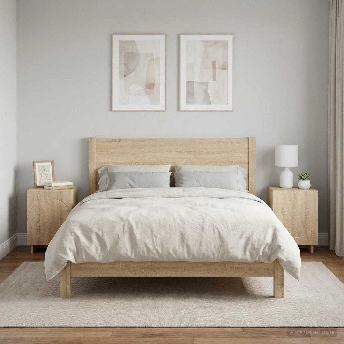 Bedside Cabinet Oak Finish 33.5x34.5x50cm