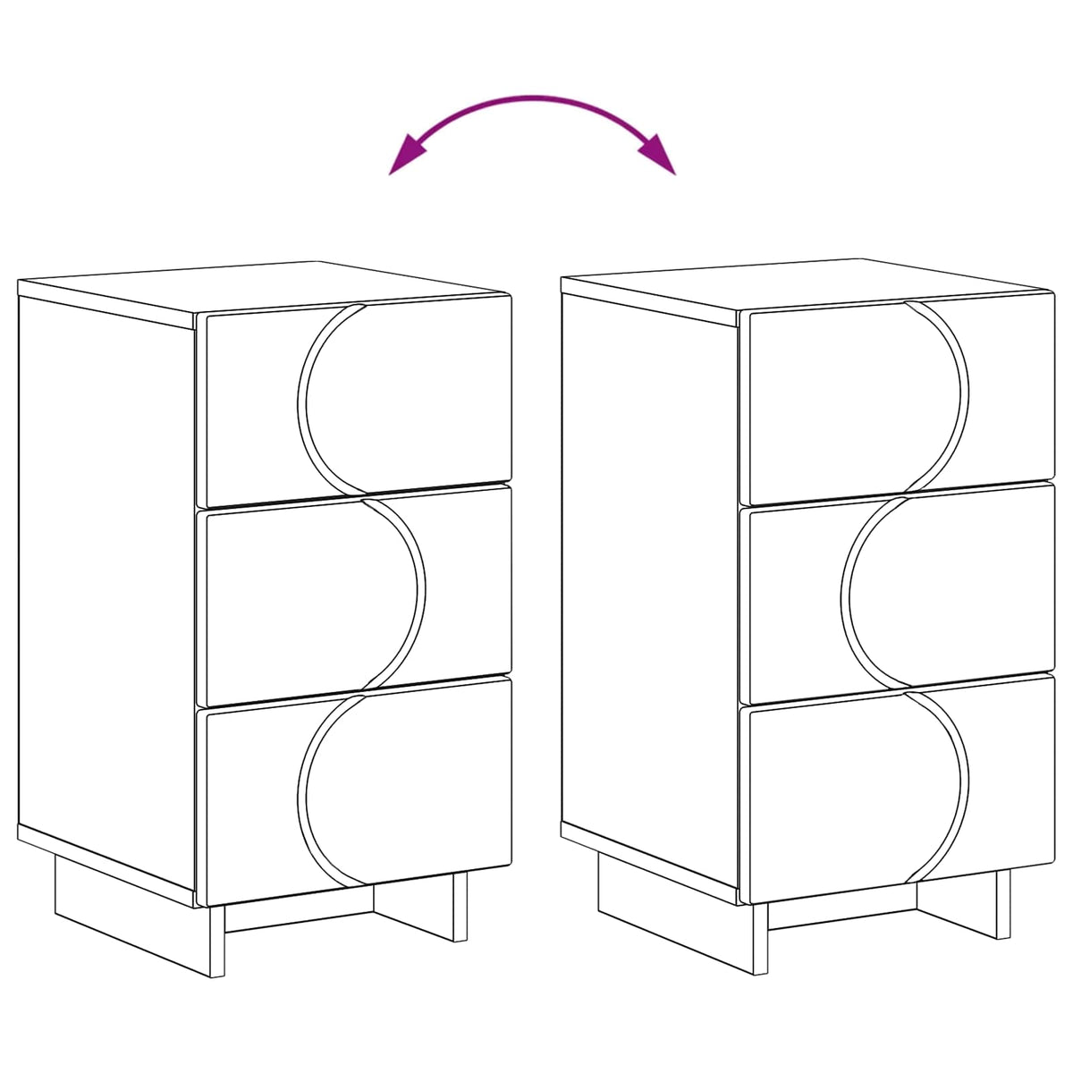 Bedside Cabinet White Engineered 33.5x34.5x60cm