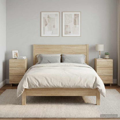 Bedside Cabinet Oak 2 Piece 33.5x34.5x60cm