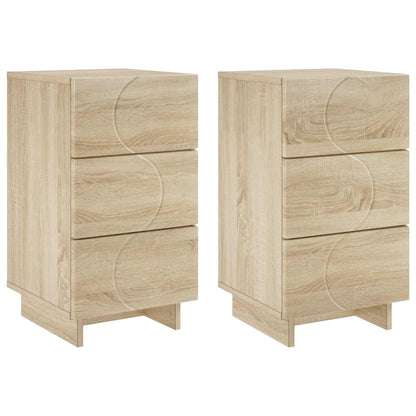 Bedside Cabinet Oak 2 Piece 33.5x34.5x60cm
