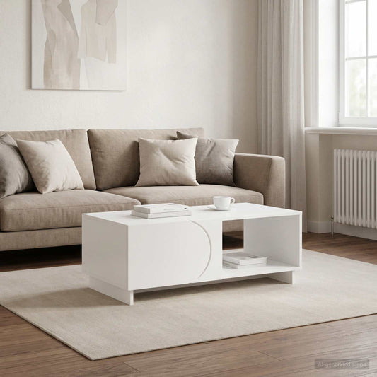 White Coffee Table Engineered Wood 95x50.5x35cm