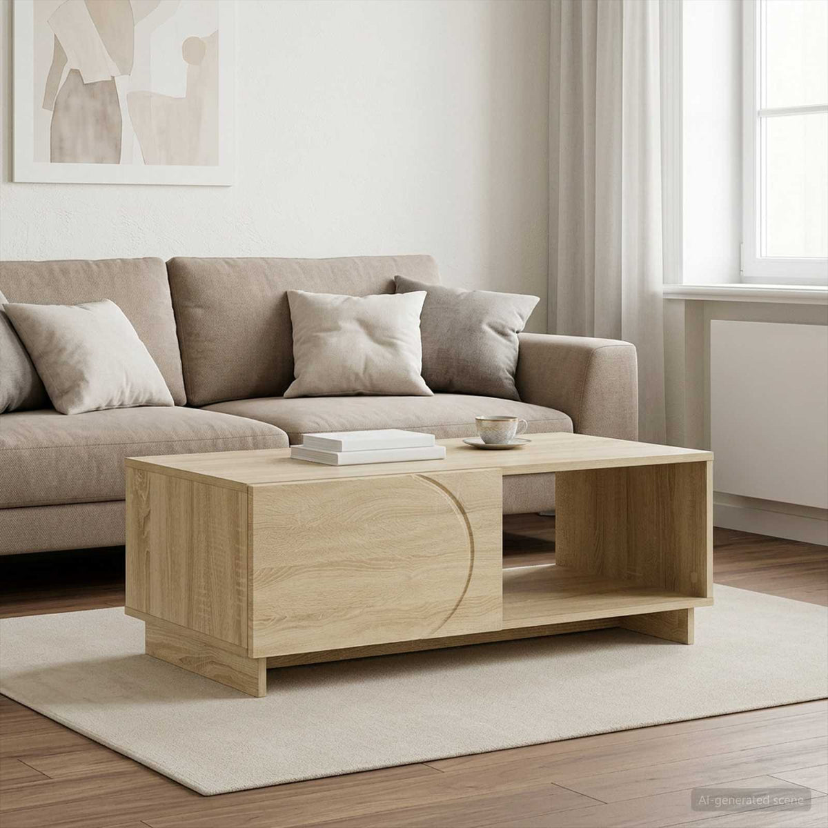 Coffee Table Oak Storage 95x50.5x35cm