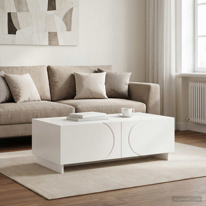 White Coffee Table Engineered Wood 102x50.5x35cm
