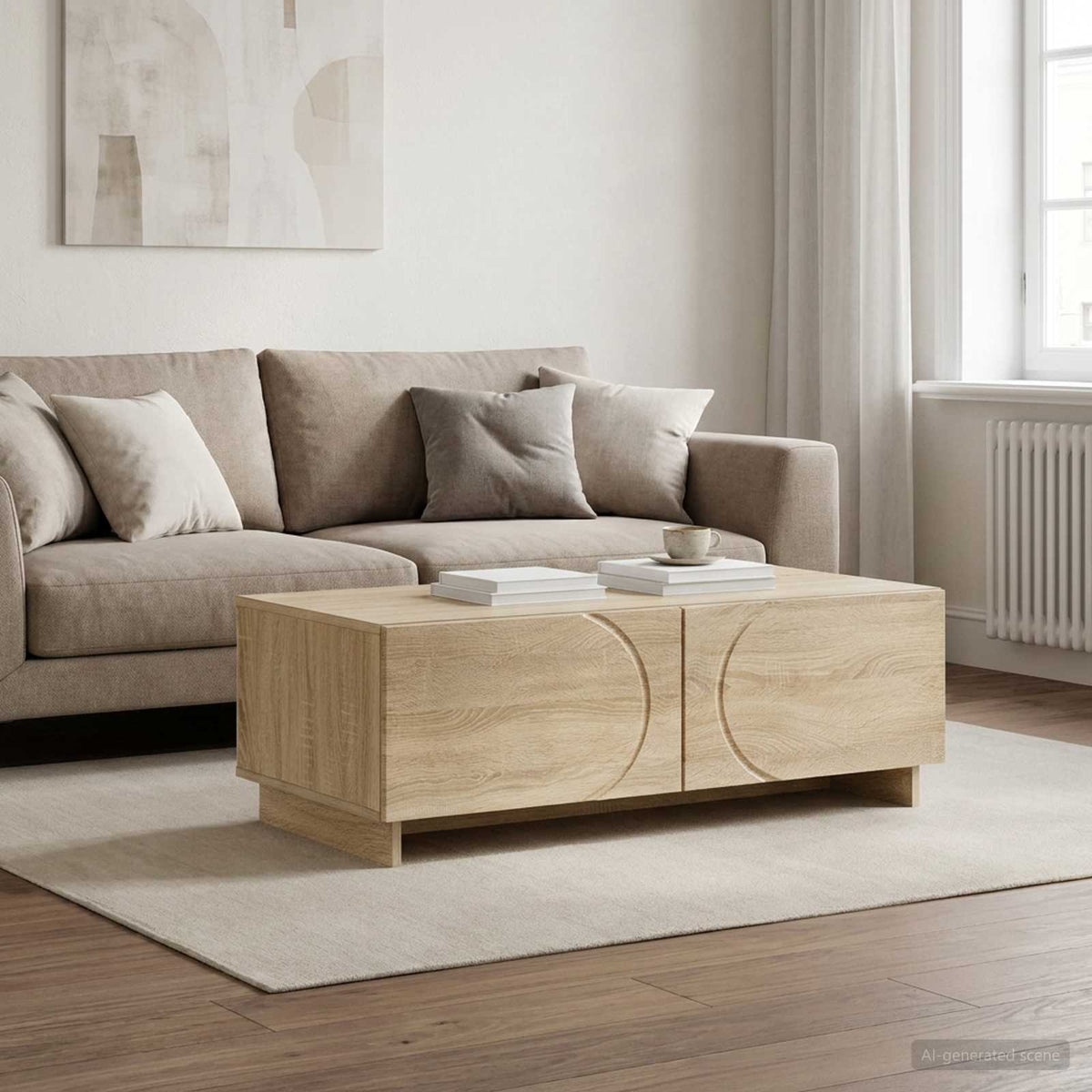 Coffee Table Oak Storage 102x50.5x35cm