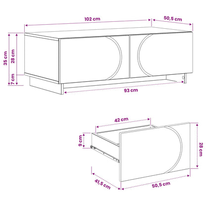 Coffee Table Oak Storage 102x50.5x35cm
