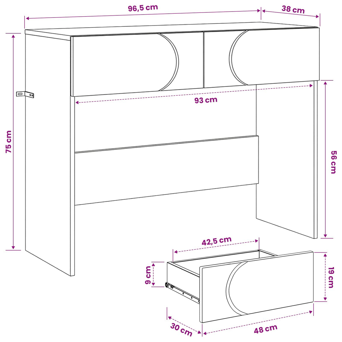 Console Table Oak Engineered 96.5x38x75cm