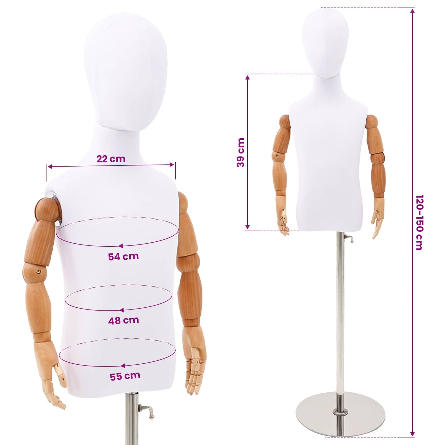 Adjustable Mannequin White 28.5x0.3cm