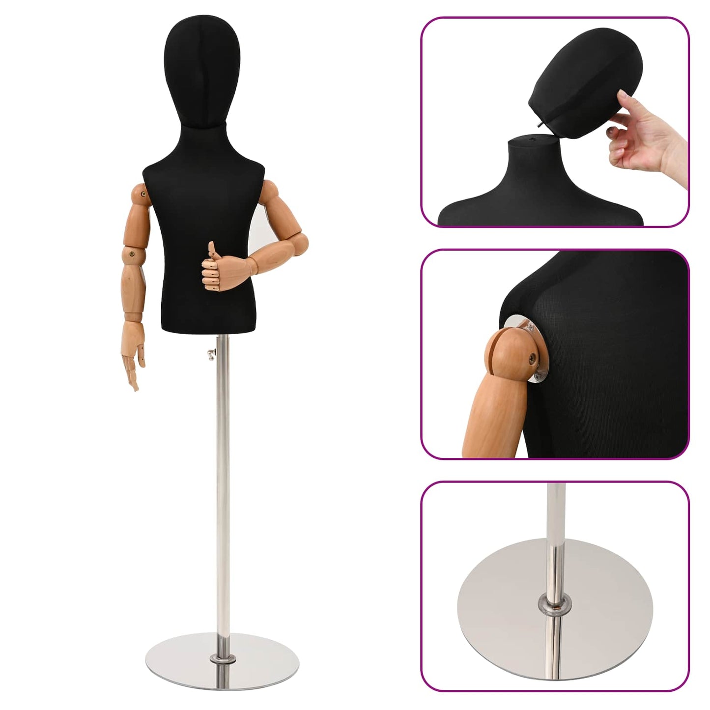 Adjustable Mannequin Black 28.5x0.3cm