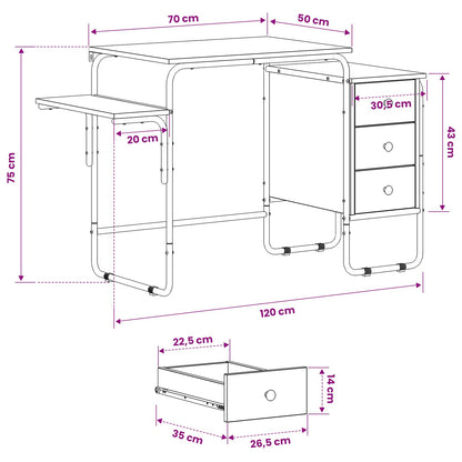 Office Desk With Storage Oak 120x50x75cm