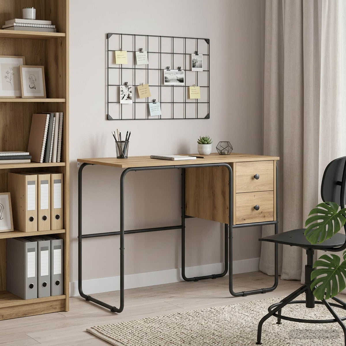 Office Desk Storage Oak 100x50x75cm