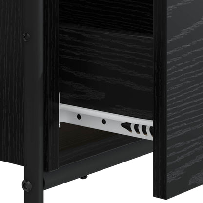 Office Desk With Storage Black 145x50x75cm